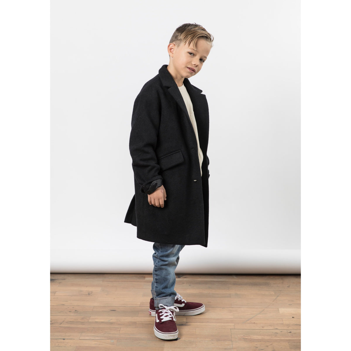 Boys black shop wool coat