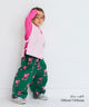Pattern Twill Barrel Pants Green Print