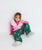 Pattern Twill Barrel Pants Green Print