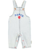 "Peace" Denim Baby Dungarees Washed Light Blue