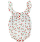 Red Flowers Baby Romper Ecru