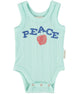"Peace" Sleevless Baby Bodysuit Light Blue