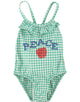 "Peace" Baby Swimsuit Green Chekered