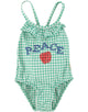 "Peace" Swimsuit Green Chekered