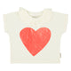 Heart Baby T-Shirt With Collar Ecru & Red