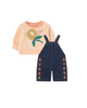Mini Mushrooms Embroidered Dungaree Base Denim Dark Wash