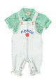 "Peace" Denim Baby Dungarees Washed Light Blue