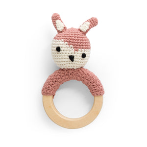 Crochet Rattle Siggy on Ring Blossom Pink