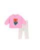 Flower Embroidery Baby Sweater Bubble Gum