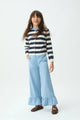 Striped Cardigan White & Navy Blue
