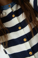 Striped Cardigan White & Navy Blue