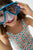 Daisies Swimsuit with Cover Up Light Blue