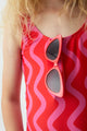 Stripes Swimsuit and Shirt Red
