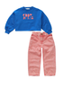 Boxy Sweatshirt Girls Logo Blue Print