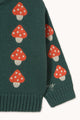 Mini Mushrooms Baby Cardigan Base Dark Emerald