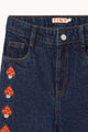 Mini Mushrooms Embroidered Denim Pant Base Denim Dark Wash