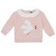 pink knitted sweater with dove 