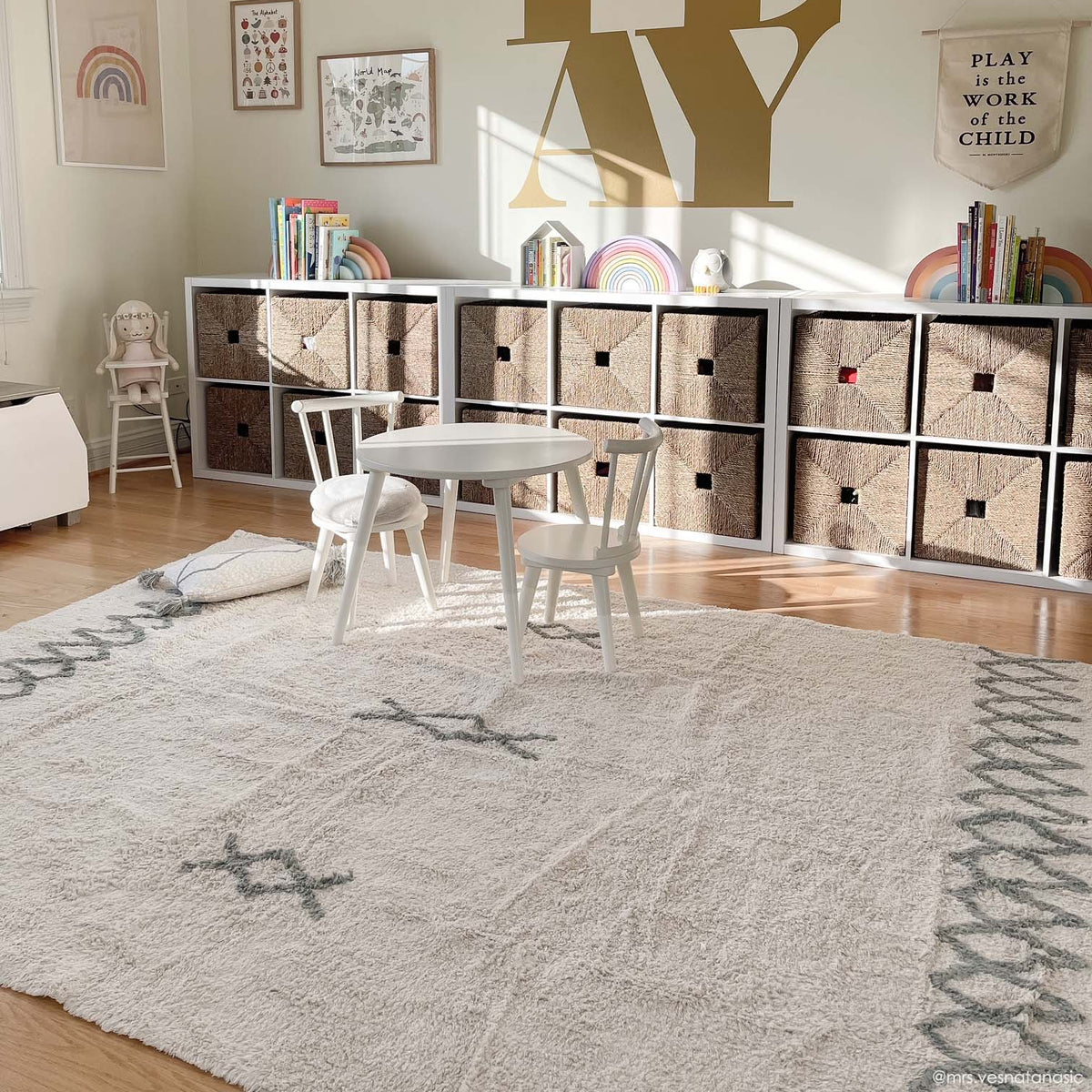 LORENA CANALS Washable Large Rug Atlas Natural- Vintage Blue – Smol