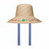 Embroidered Straw Hat Iris Blue Stripe