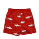 Red shorts with shark pattern 
