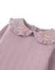 Cora Long Sleeve Top With Embroidered Collar