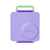 Purple snack container with green handle on a white background