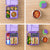Purple bento box with compartments of food on a wooden surface