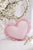Cotton Velvet Pillow with Frill Pink Heart