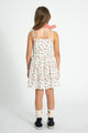 Red Flowers Short Dress Ecru