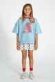 Red Hearts Short Skirt Light Blue