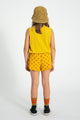 Red Hearts Shorts With Fringes Mustard