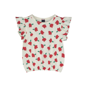 Frilles Top Allover Flowers Ivory