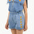Strawberries Woven Short Light Blue Denim
