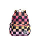 Kane Double Pocket Backpack Pink Checkboard