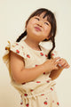 Ruffle Terry Jumpsuit Apple Print Sesame