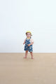 TINYCOTTONS Blossoms Denim Short Dungaree Medium Wash Denim available at SMOL