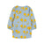 Children's dress with yellow star pattern on a light blue background