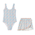 Daisies Swimsuit with Cover Up Light Blue