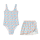 Daisies Swimsuit with Cover Up Light Blue