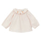 Hearts Embroidery Baby Blouse Powder