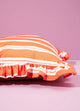 Carmine Stripes Ruffled Cushion