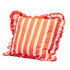 Carmine Stripes Ruffled Cushion