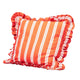 Carmine Stripes Ruffled Cushion