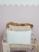 Decorative Velvet Pillow with Frills Caffe Latte