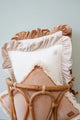 Decorative Velvet Pillow with Frills Caffe Latte
