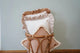 Decorative Velvet Pillow with Frills Caffe Latte