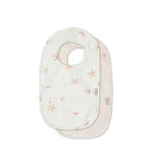 Bib With Pocket Pack of 2 Windlower Cream, Blossom Pink