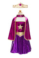 Superhero Star Dress, Cape and Headpeice Magenta, Purple