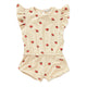 Ruffle Terry Jumpsuit Apple Print Sesame