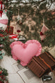 Heart Pillow with Frill Red Checkered